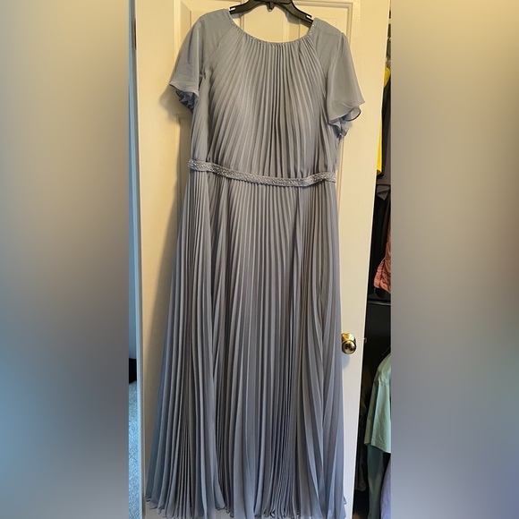 Azazie Kara Dusty Blue Formal Pleated Dress - Picture 3 of 4